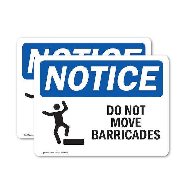 Signmission Do Not Move Barricades Sign With Symbol, 7 in W x Rectangle, Vinyl Decal OS-2PACK-NS-D-57-L-11309 - main